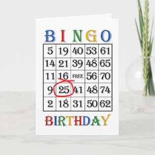 25.ª tarjeta de Bingo de Cumpleaños