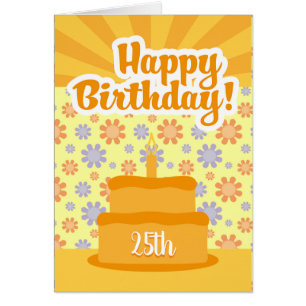 25.ª Tarjeta De Cumpleaños Con Pastel Y Flores