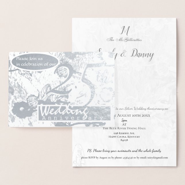 25.º Gris de invitación al aniversario del Boda de (Demostración)