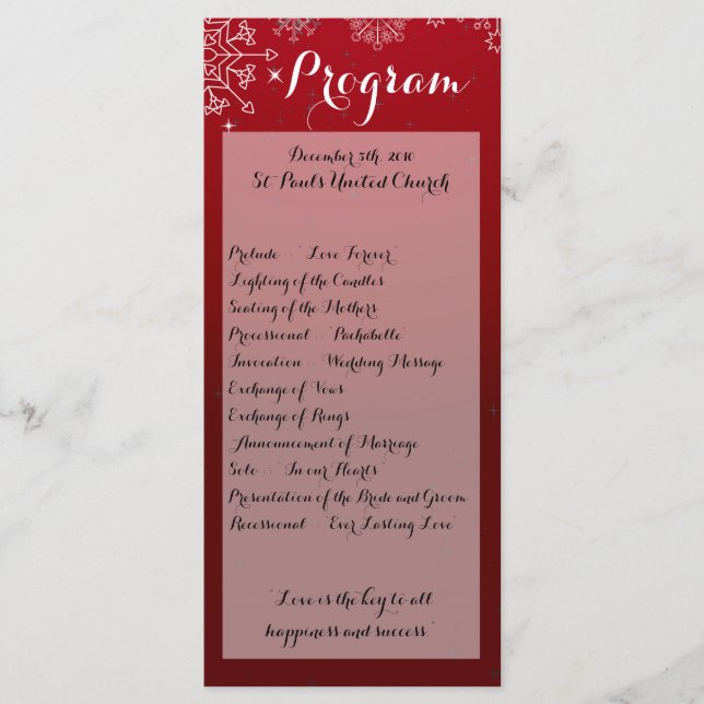 25 4x9 Programa Boda Invierno Copos de Nieve Hielo (Anverso)