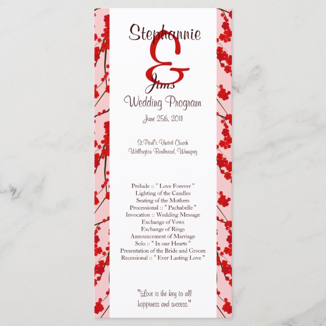 25 4x9 Programa de Boda de Cerezo Rojo (Anverso)