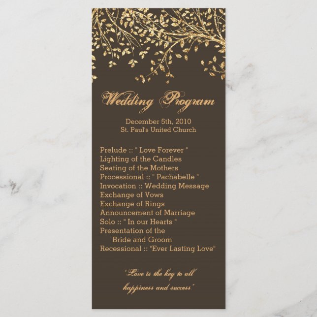 25 4x9 Programa de Boda Relieve metalizado dorado  (Anverso)