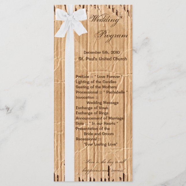 25 4x9 Programa de Boda Torneado Caja de cartón Mo (Anverso)