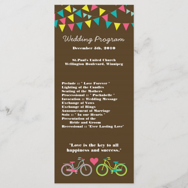 25 4x9 Programa de Bodas Amor Amantes Bicicletas B (Anverso)