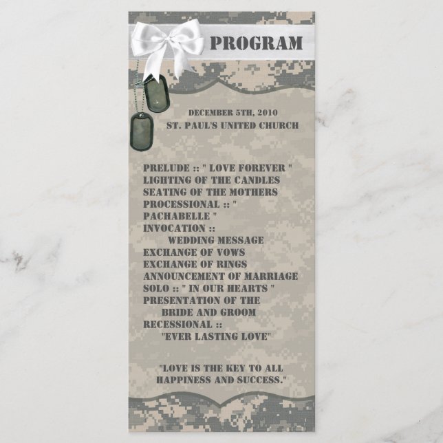 25 4x9 Programa de Bodas ARMY ACU Uniforme Camo Ca (Anverso)