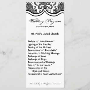 25 4x9 Programa de Bodas Black White Damask Lace P