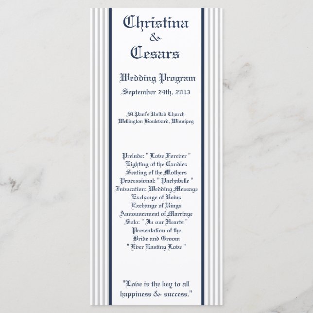 25 4x9 Programa de Bodas Blue Seahorse stripes Bea (Anverso)