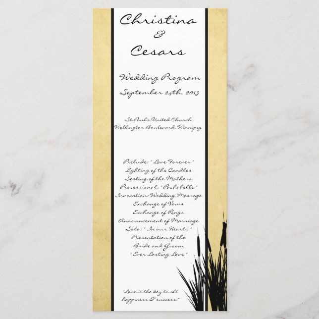 25 4x9 Programa de Bodas Cattail/Dragonfly Silhoue (Anverso)