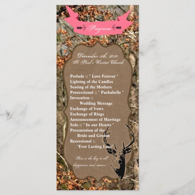 25 4x9 Programa de Bodas Cazando Camo Cabeza de De (Anverso)