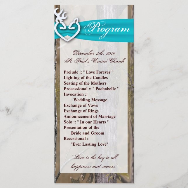 25 4x9 Programa de Bodas Cazando Camo de Deer Doe  (Anverso)