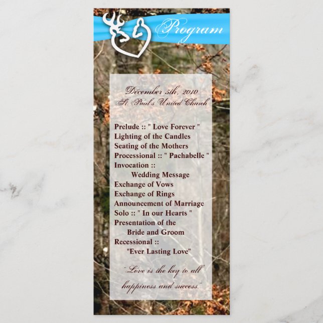 25 4x9 Programa de Bodas Cazando Camo de Deer Doe  (Anverso)