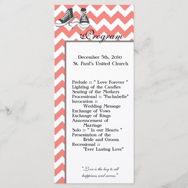 25 4x9 Programa de Bodas Chevron Stripe Zig Zag Pr (Anverso)