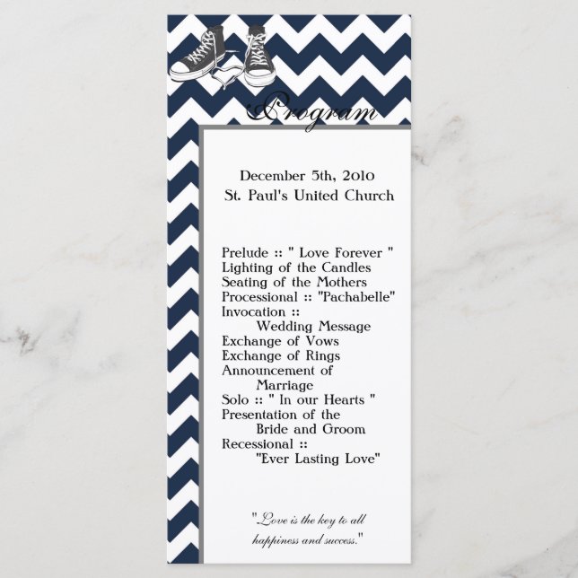 25 4x9 Programa de Bodas Chevron Stripe Zig Zag Pr (Anverso)