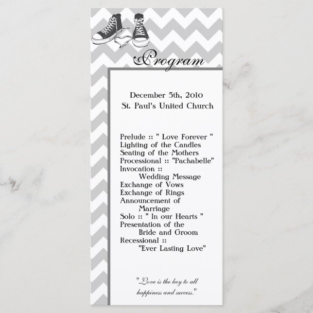 25 4x9 Programa de Bodas Chevron Stripe Zig Zag Pr (Anverso)