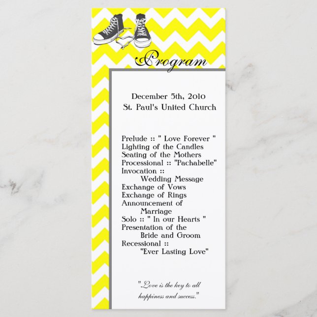 25 4x9 Programa de Bodas Chevron Stripe Zig Zag Pr (Anverso)