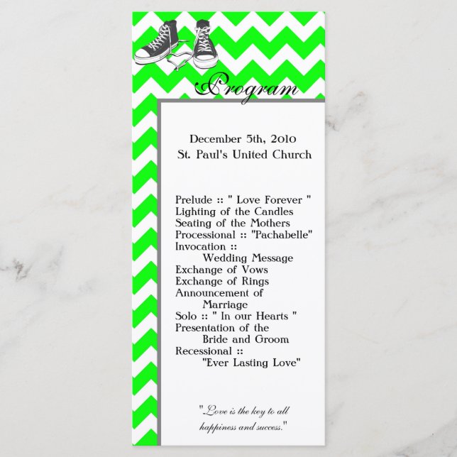 25 4x9 Programa de Bodas Chevron Stripe Zig Zag Pr (Anverso)