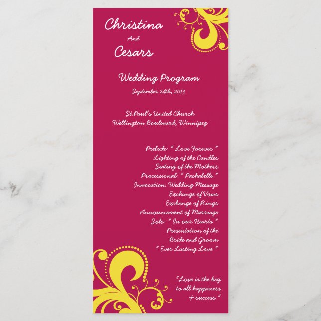 25 4x9 Programa de Bodas con puntos de baño rosado (Anverso)