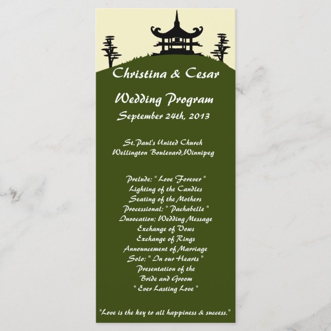 25 4x9 Programa de Bodas Japonés Green Hill Top Te (Anverso)