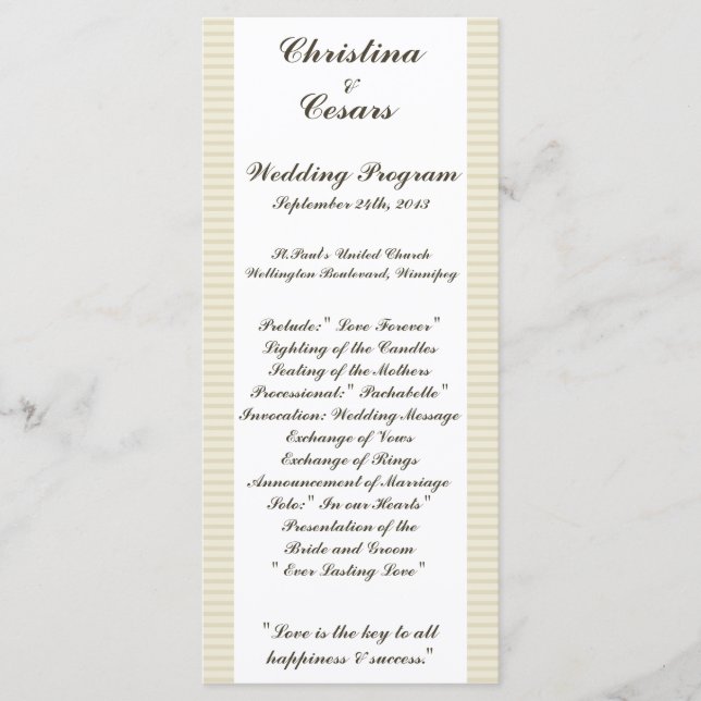 25 4x9 Programa de bodas jaula/jaula de franjas gr (Anverso)