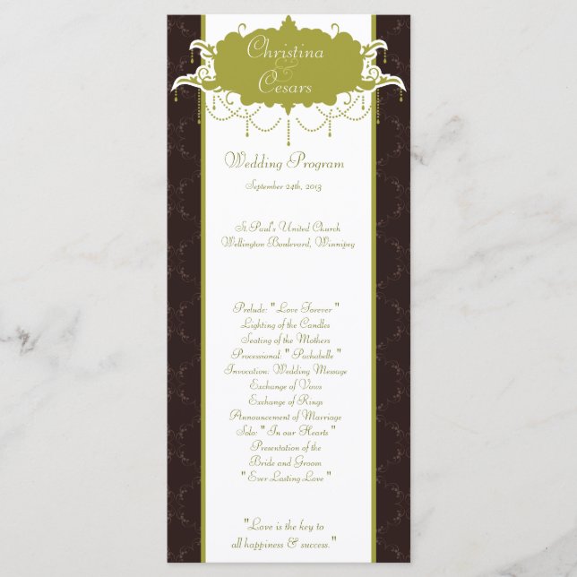 25 4x9 Programa de Bodas Luz/Lámpara Verde Oliva (Anverso)