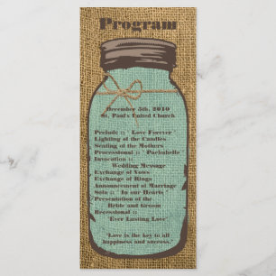 25 4x9 Programa de Bodas Mason Jar Burlap País