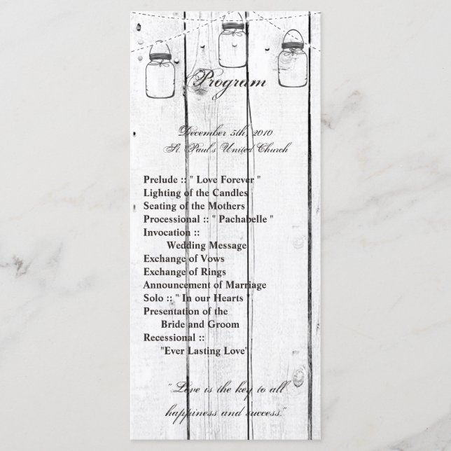 25 4x9 Programa de Bodas Mason Jar String Lights (Anverso)