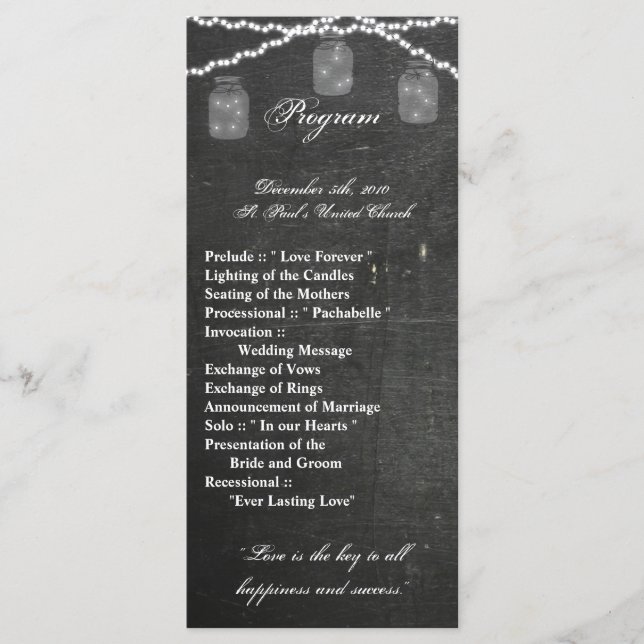 25 4x9 Programa de Bodas Mason Jar String Lights C (Anverso)