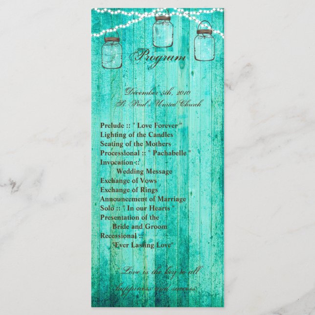 25 4x9 Programa de Bodas Mason Jar String Lights W (Anverso)