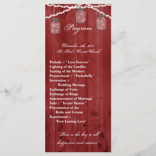 25 4x9 Programa de Bodas Mason Jar String Lights W (Anverso)