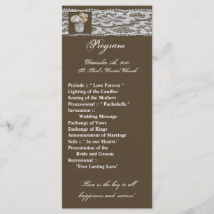 25 4x9 Programa de Bodas Mason Jars con Rosas