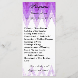 25 4x9 Programa de Bodas Ombre Púrpura Chevron