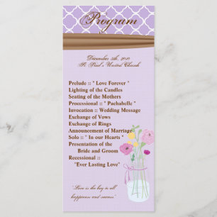 25 4x9 Programa de Bodas País Flores Mason Jar