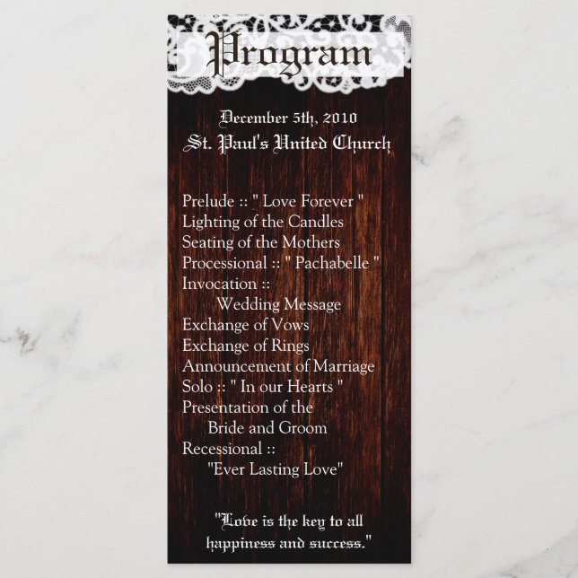 25 4x9 Programa de Bodas País Lazo de Madera Oscur (Anverso)