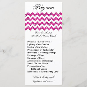 25 4x9 Programa de Bodas Purpurina Rosa Chevron Zi
