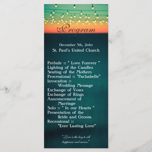 25 4x9 Programa de Bodas Sunset String Lights Yard (Anverso)