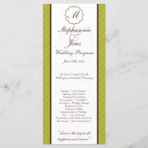 25 4x9 Programa de Bodas Verdes y Damasco Marrón