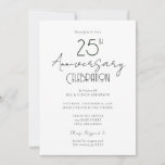 25° Aniversario Boda Invitación a guión elegante<br><div class="desc">Invitaciones para el 25º aniversario del Boda. Resalta el tipo de letra del guión con un tipo de letra de nombre del serif fácil de leer. Fácil de ajustar para sus propias necesidades bodas. Diseño minimalista y elegante en blanco y negro.</div>