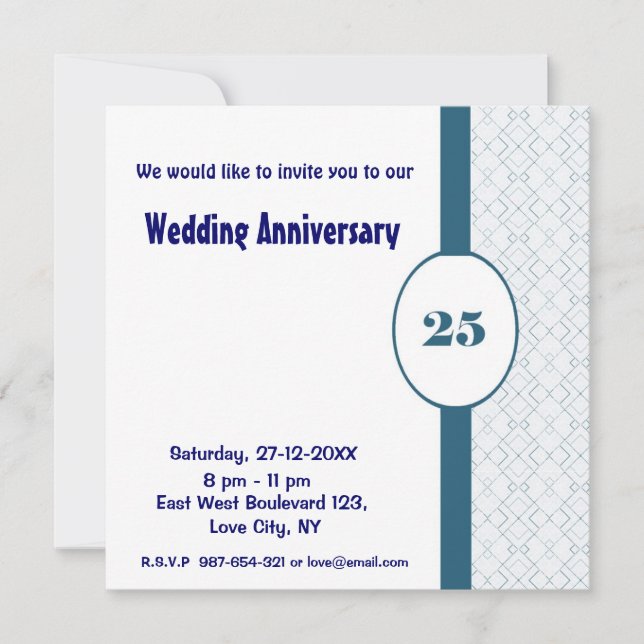 25° aniversario Boda Invitación a la fiesta (Anverso)