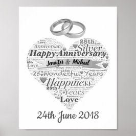 25 Aniversario Boda personalizado del arte de la P