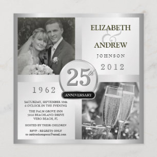 25 Aniversario de Bodas de Plata - Invitaciones co
