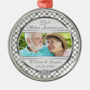 25° Aniversario de Plata Personalizado Ornamento d