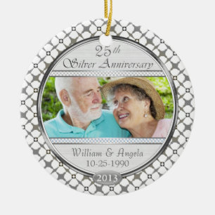 25° Aniversario de Plata Personalizado Ornamento d