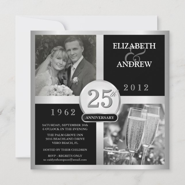 25° Aniversario del Boda Invitaciones a la fotogra (Anverso)