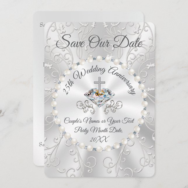 25° Aniversario del Boda SAVE las tarjetas de FECH (Anverso / Reverso)