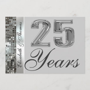 25 años de plata Aniversario Elegante Invitación