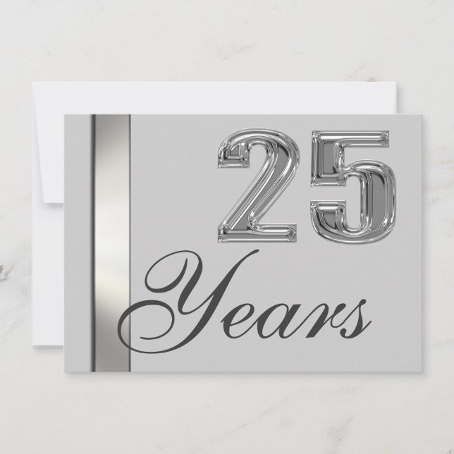 25 años de plata Aniversario Elegante Invitación (Anverso)