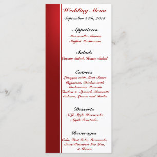 25 Cartas de menú Árbol blanco Tiras negras rojas 