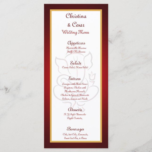 25 Cartas de menú Lord Ganesha/Hindu Red Espiritua (Anverso)