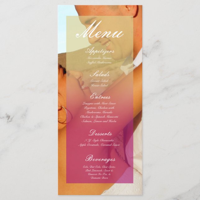 25 Cartas De Menú Rosa Ombre Tocante Fade Rosa Tan (Anverso)