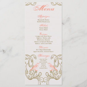 25 Cartas de menú Vintage Victoria Love Bird